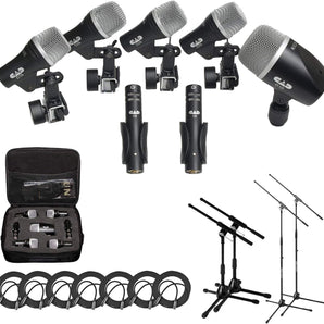 CAD Audio Stage7 7-Piece Drum Instrument Mic Carrying Case + 2 Mic Stands & 2 Kick Stands + 7 XLR Mic Cables