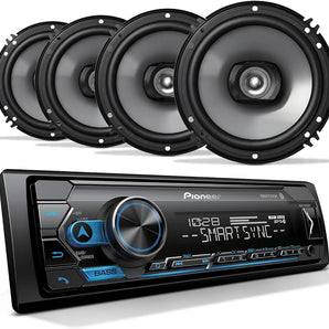 Pioneer DEH-S4220BT 1-DIN Bluetooth Car Stereo CD Player & 2 Pioneer 6.5" Speakers