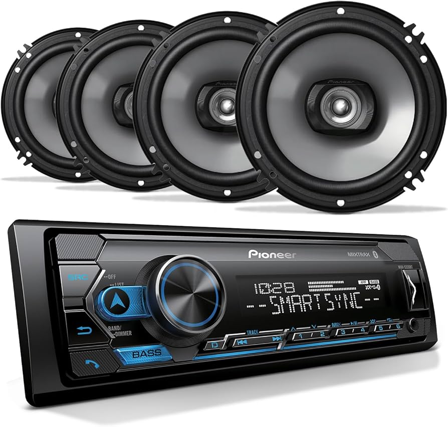 Pioneer DEH-S4220BT 1-DIN Bluetooth Car Stereo CD Player & 2 Pioneer 6.5" Speakers