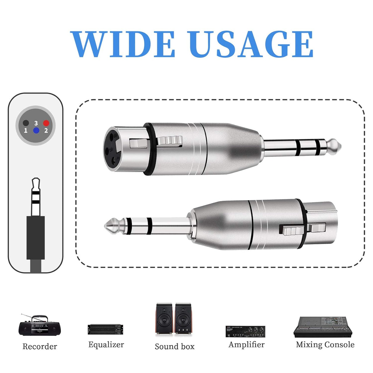MR DJ XFTRS-2 1/4" TRS to Balanced XLR Female Adapter 2-Pack