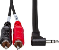 Thumbnail for Hosa CMR-203R Stereo Breakout Cable - Right-angle 3.5mm TRS Male to Left and Right RCA Male - 3 foot