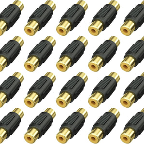 Absolute FF-100B-20 Gold RCA Female-to-Female Coupler Adapter 20 Pack