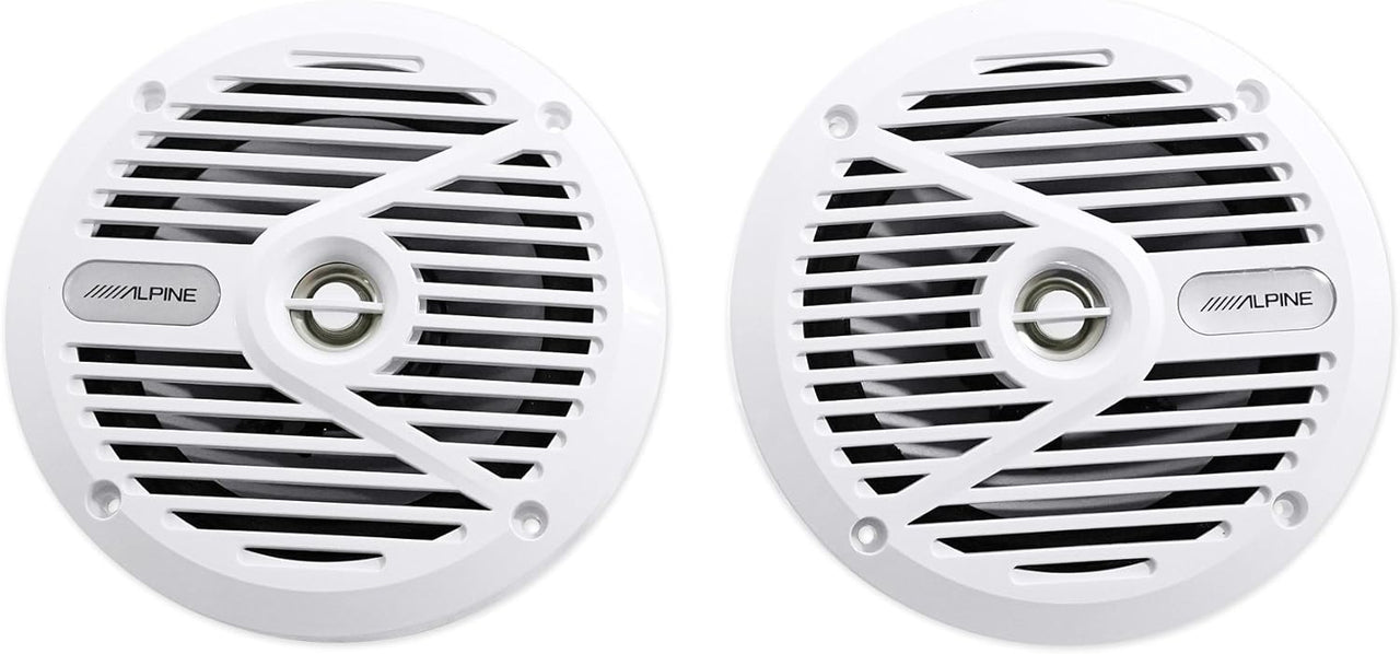 Alpine SPS-M601W 6.5” Coaxial 2-Way Marine Speaker with White Grilles