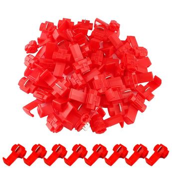 Red splice wire terminals quick splice connector for 18-22 AWG wire, ideal for automotive applications.