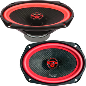 Cerwin Vega V69 420W 6x9" 2 Way Car Speakers + Angle Speaker Box Black Pair