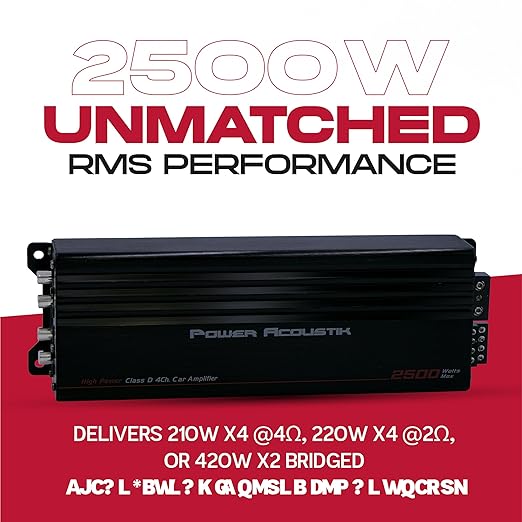 Power Acoustik MICRO4-2500D 2,500W Class D Compact 4-Channel Car Amplifier