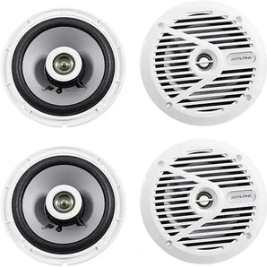 2 Alpine SPS-M601W 6.5” Coaxial 2-Way Marine Speaker with White Grilles