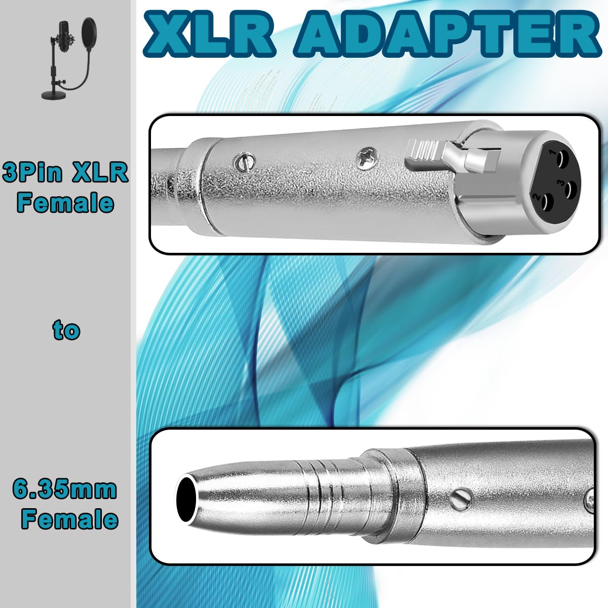 AT TQTXLRF XLR Female to 1/4" Stereo Female Adapter Converter Gender Audio Coupler