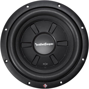 2 Rockford Fosgate Prime R2SD4-10 + 2 Single Sealed Boxes <br/>prime stage  400W Max (200W RMS) 10" shallow mount dual 4-ohm voice coils subwoofer + 2 Single Sealed Boxes