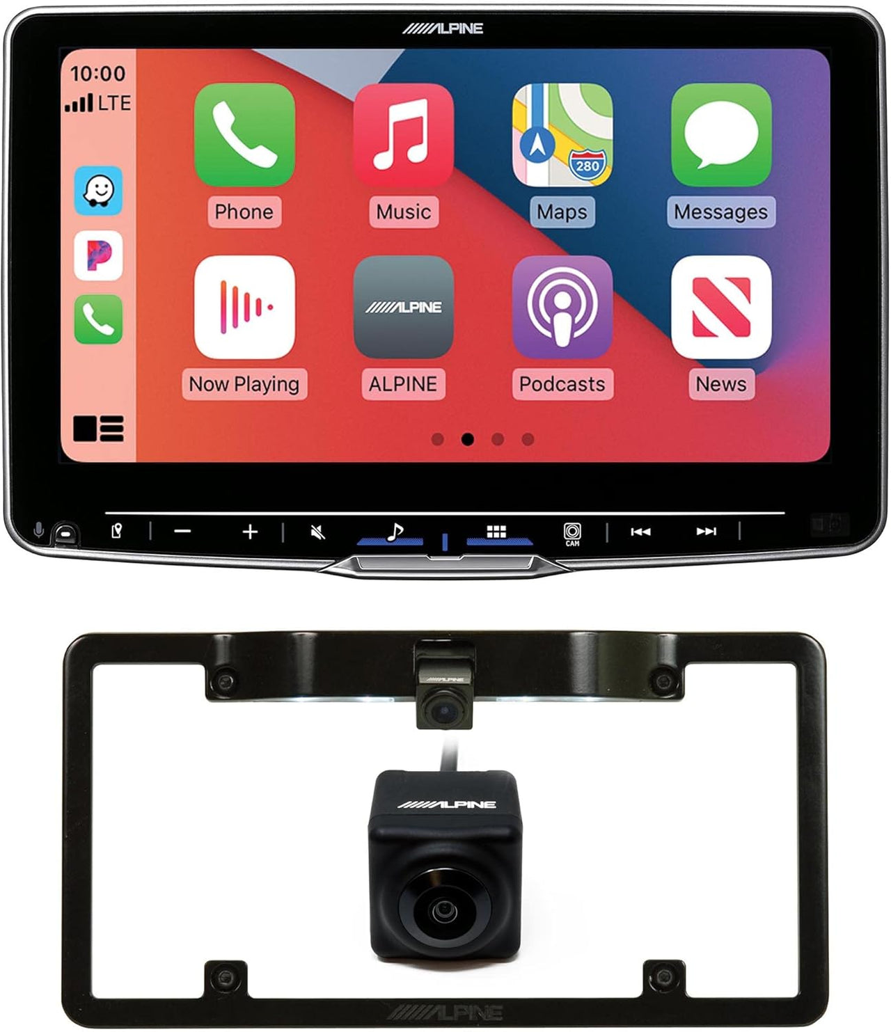Alpine Halo 9 iLX-F509 9" Digital multimedia receiver+Alpine HCE-C1100 Backup camera surface-mount+ Alpine KTX-C10LP License plate mounting kit for select Alpine rear-view cameras