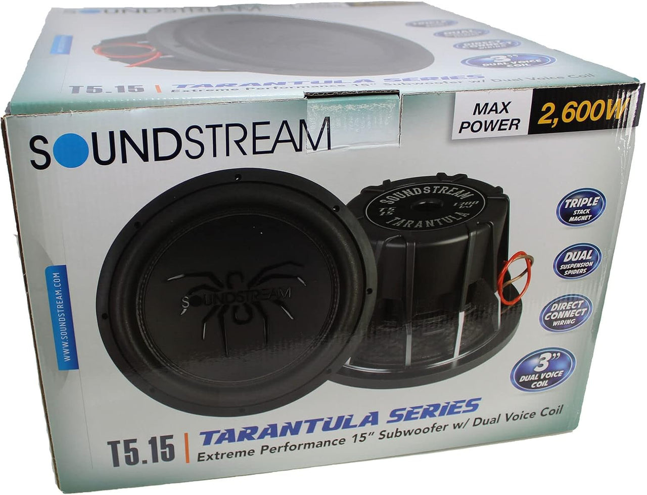 Soundstream T5.154 Tarantula T5 2,600 Watt 15" Dual 4-Ohm Subwoofer