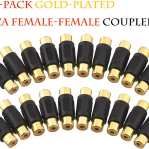 Absolute FF-100B-20 Gold RCA Female-to-Female Coupler Adapter 20 Pack
