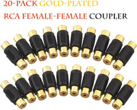 Thumbnail for 20 Pack Female to Female Gold RCA cable cord Coupler Joiner barrel Connectors