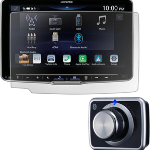 Alpine KAE-HF11DA Screen Protector for iLX-F511 & RUX-H02 + Next-Gen Remote Bass Knob for Halo Display