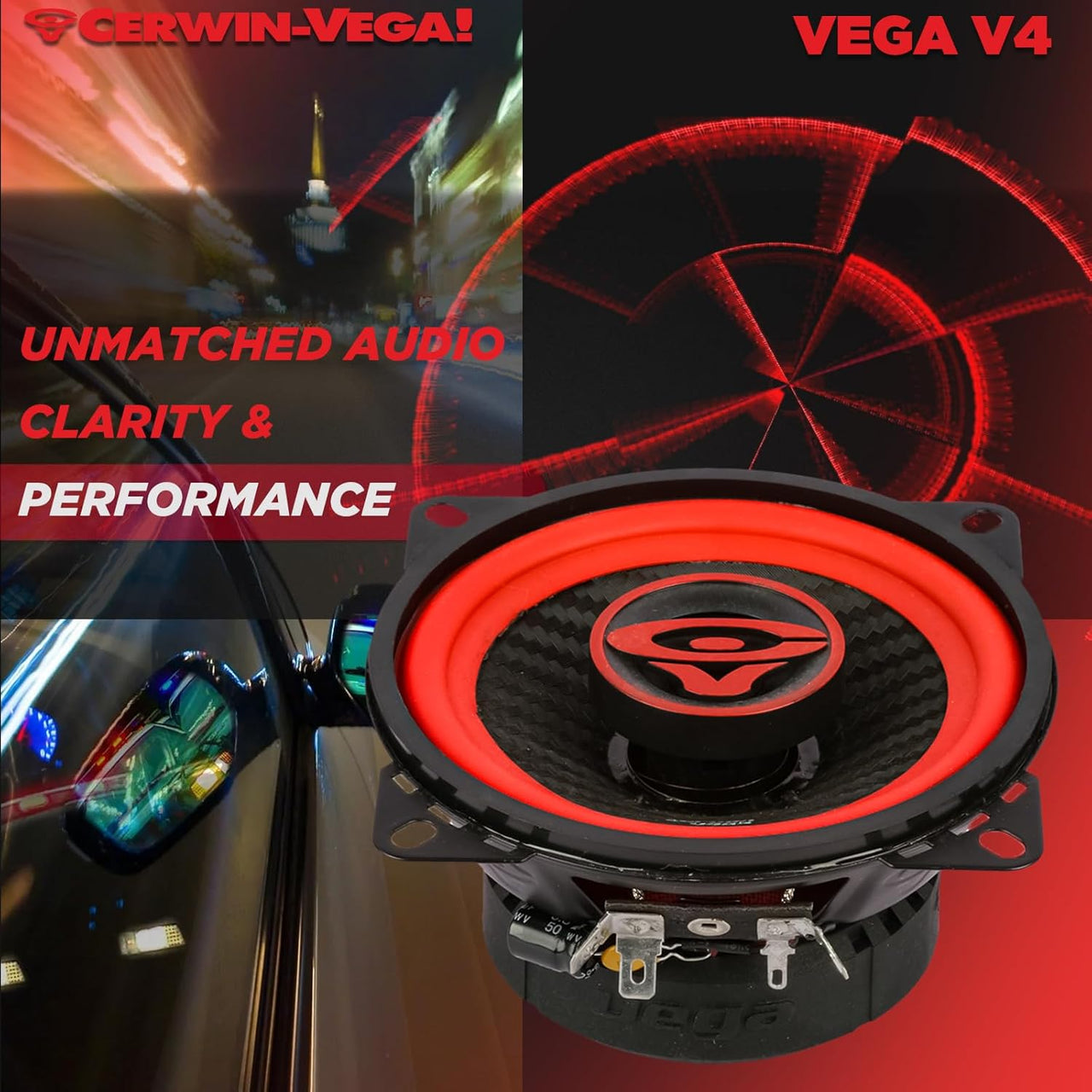 Cerwin Vega V4 2025 Edition 4" 2-Way Coaxial Speakers (4Ω)