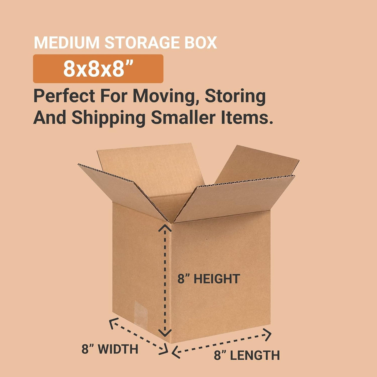 Shipping Boxes 8"L x 8"W x 8"H 25-Pack Corrugated Cardboard Box for Packing Moving Storage