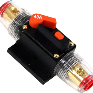 Absolute ICB40 40 Amp Circuit Breaker 4/8 AWG Inline Manual Reset Fuse Holder