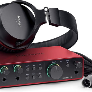 Focusrite Scarlett 2i2 Studio 4th Gen USB Interface Microphone Headphones Software Suite Broadcast Arm Springs XLR Cable Pop Filter