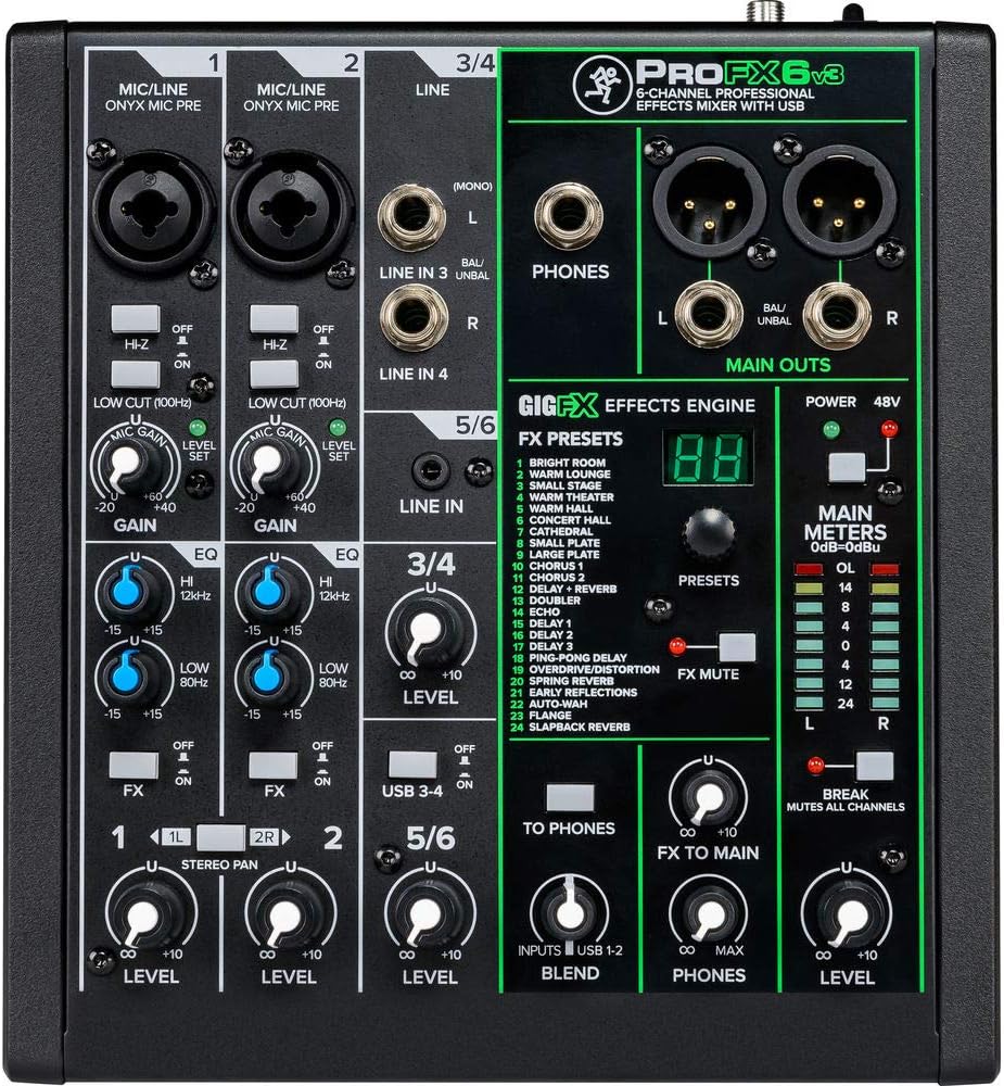 Mackie ProFX6v3, Professional Effects Mixer with USB