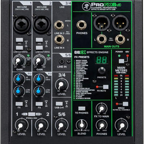 Mackie ProFX6v3 6-Channel Mixer with Built-in Effects and USB + 2 Mackie EM-89D Cardioid Dynamic Vocal Microphone + MR DJ Microphone Cables
