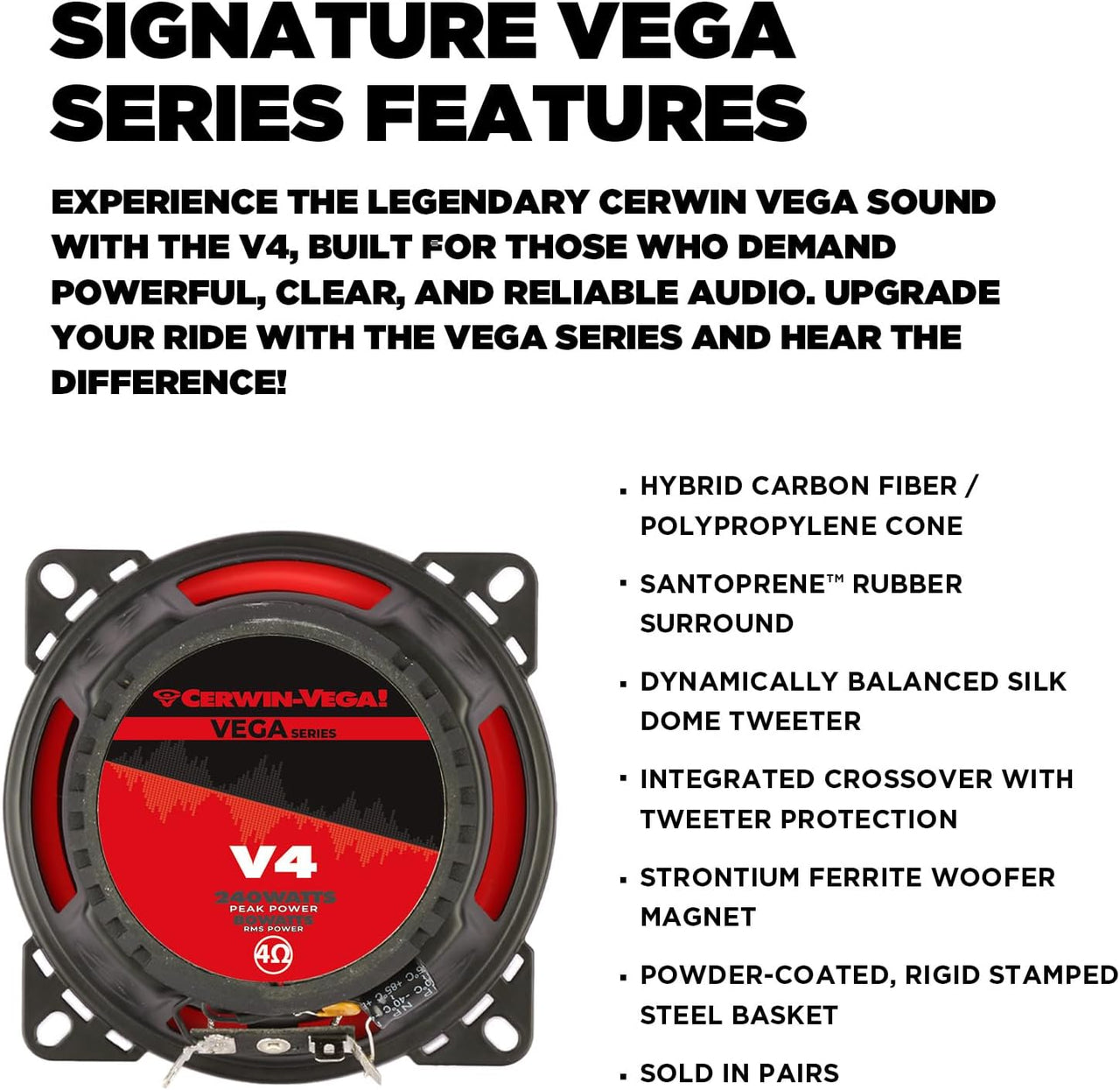 Cerwin Vega V4 2025 Edition 4" 2-Way Coaxial Speakers (4Ω)