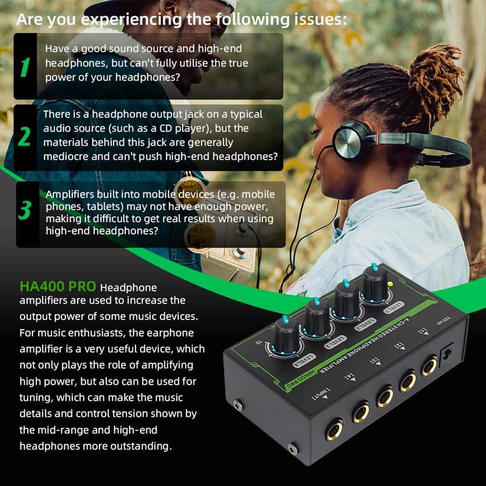 MR DJ Microamp HA400PRO Ultra-compact 4-channel stereo headphone amplifier