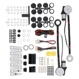 Electric power window conversion kit components including regulators and switches for 2-door vehicles.