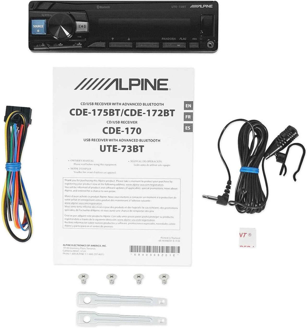 Alpine UTE-73BT Digital Media Bluetooth Stereo Receiver Fit 2002 KIA Spectra