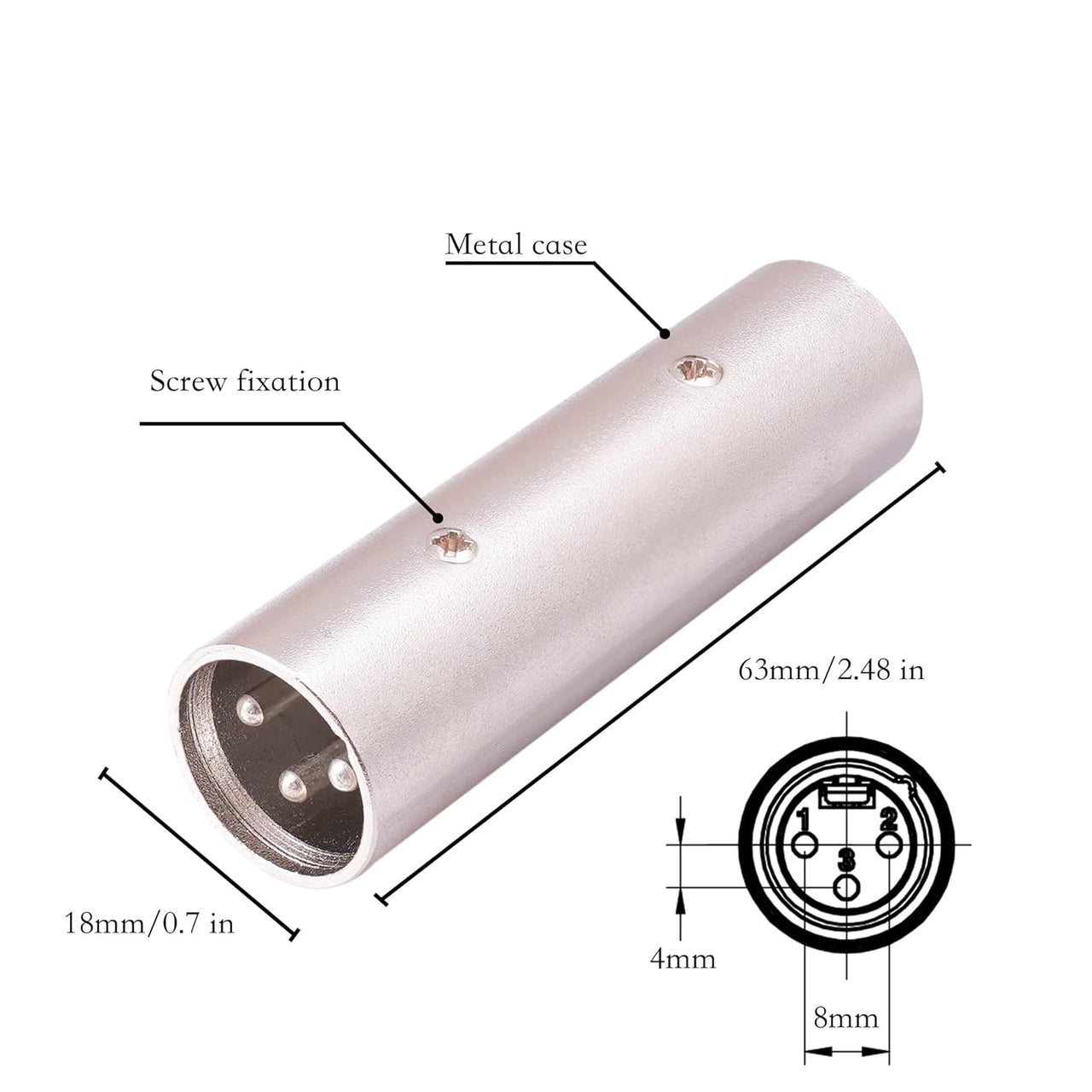 MR DJ AXLRMM 3-Pin XLR Male to 3-Pin XLR Male Audio Microphone Cable Extension Adapter Connector