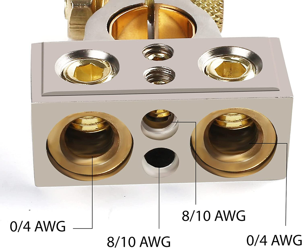 6 Patron PBTC300PN 0/2/4/6/8 AWG Single Positive & Negative Power Battery Terminal Connectors Chrome