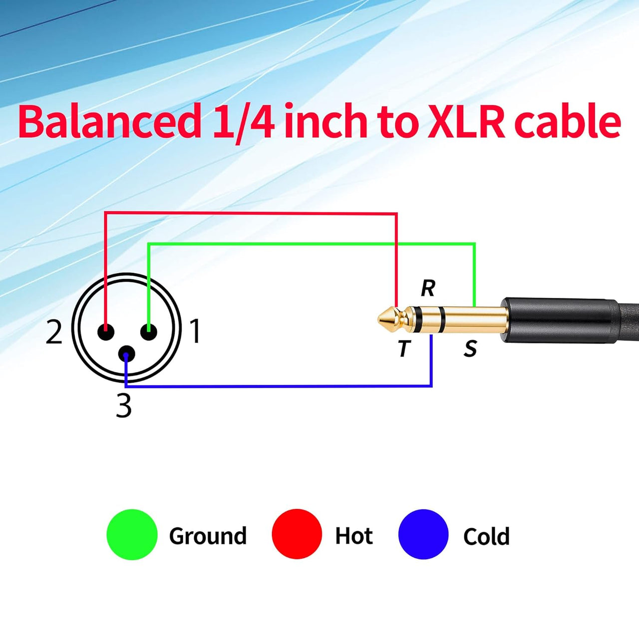 MR DJ CQSXM100 100' Pro PA DJ Karaoke XLR Male to 1/4" TRS Stereo Male Plug Audio Balanced Microphone Cable