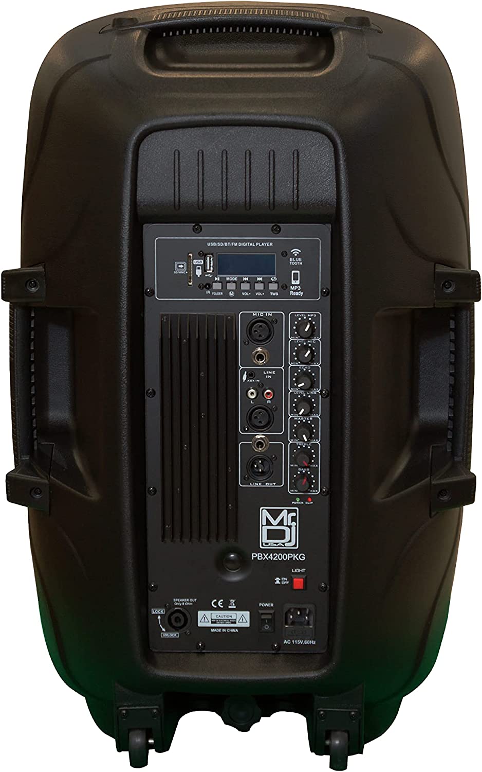 2 MR DJ PBX4200PKG 15" 2-Way PA DJ 3000W Active Powered Bluetooth Karaoke Speaker LED Lighting + Speaker Stand