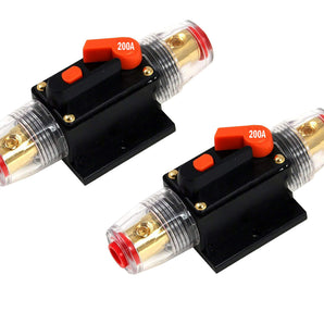 2 Absolute ICB200 200 Amp Circuit Breaker 4/8 AWG Inline Manual Reset Fuse Holder