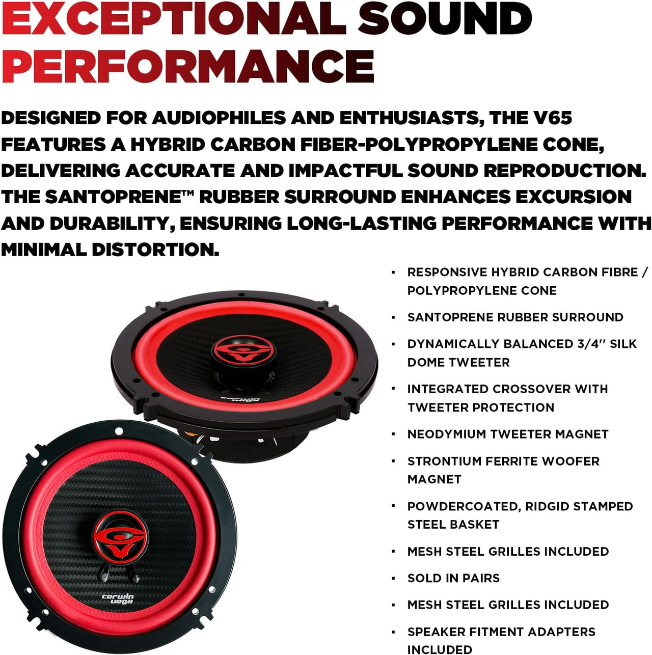 Cerwin Vega V65 2025 Edition - 6.5" 2-Way Coaxial Speakers (4Ω)