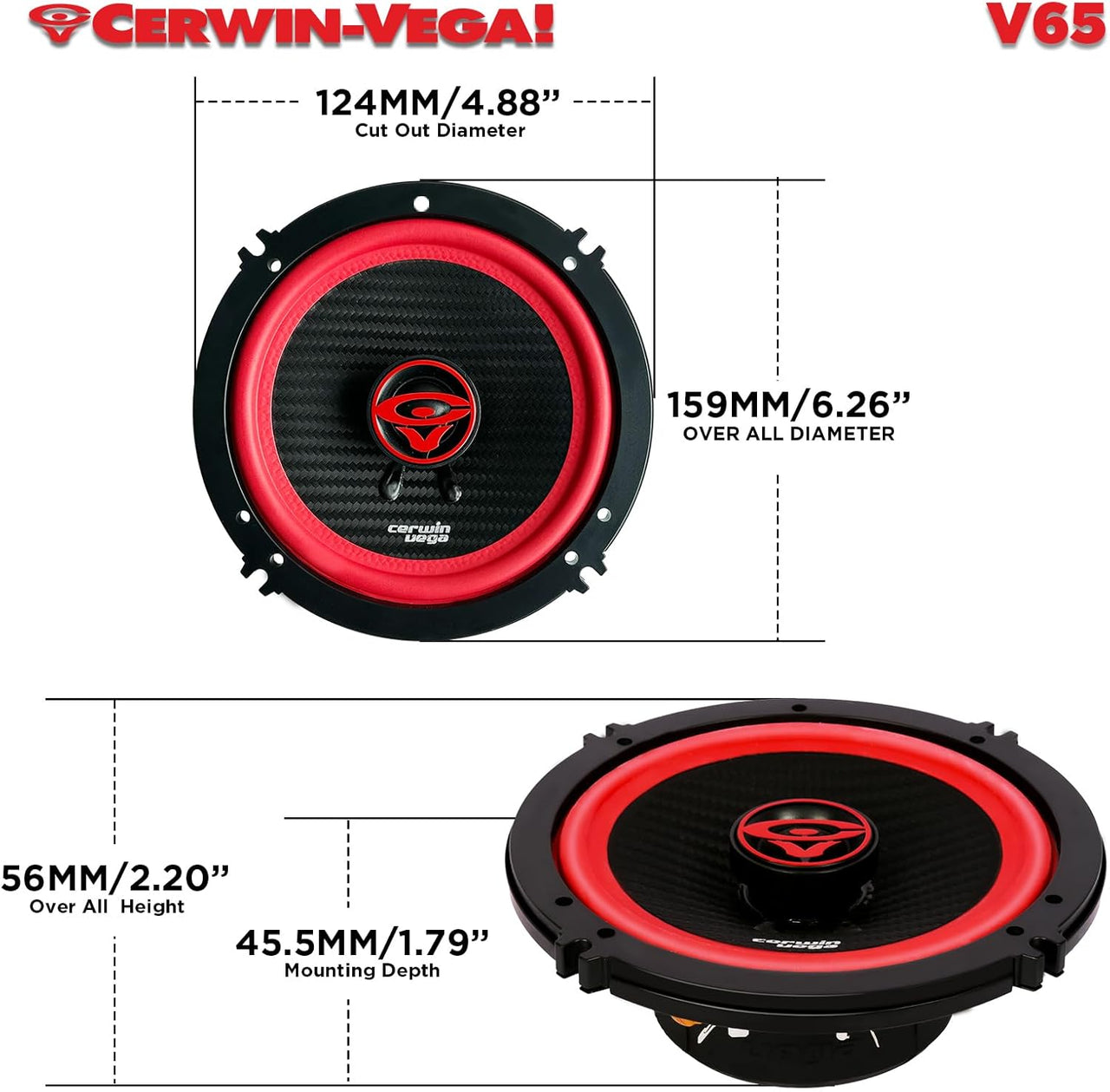 Cerwin Vega V65 2025 Edition - 6.5" 2-Way Coaxial Speakers (4Ω)