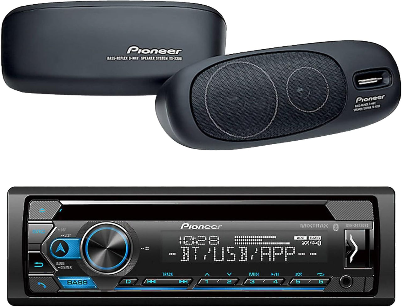 Pioneer DEH-S4220BT Car Audio CD Receiver Built-in Bluetooth & TS-X200 Speaker