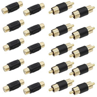 Thumbnail for 20 Pack Female & Male Gold RCA cable Cord Coupler Joiner barrel Connectors