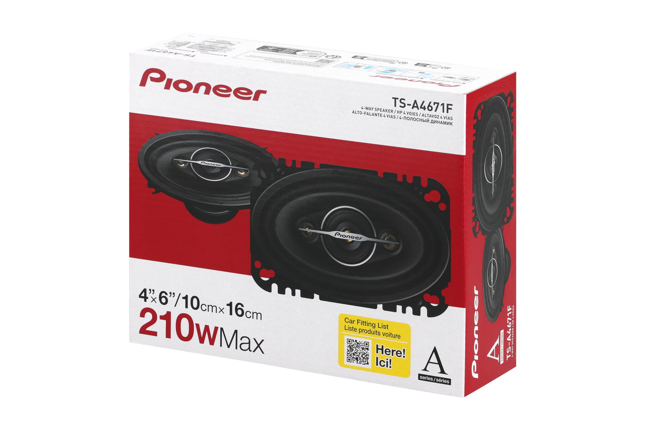 Pioneer TS-A4671F 420W 4x6" A-Series 4-way 4-ohm Coaxial Car Speakers