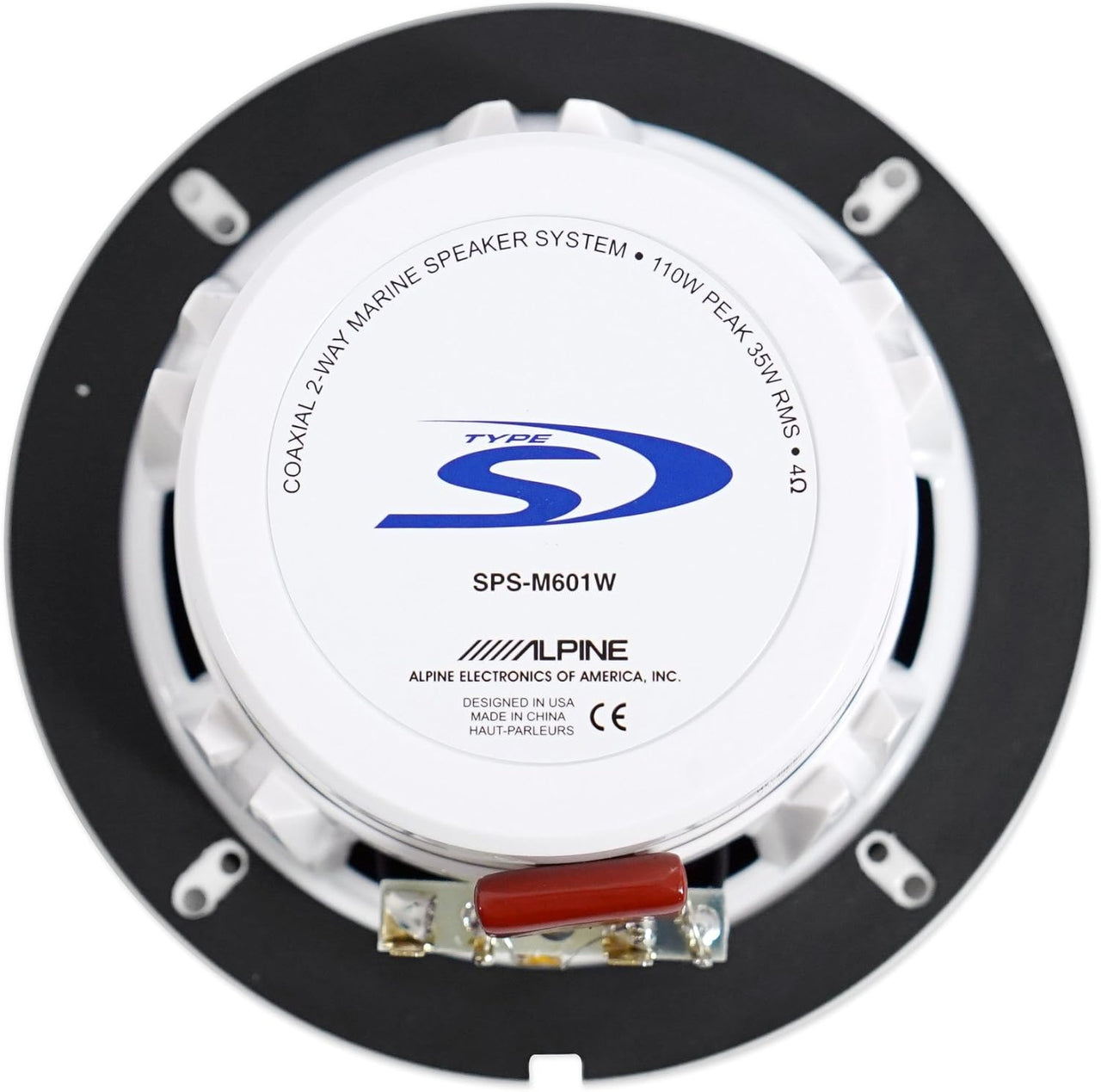 Alpine SPS-M601W 6.5” Coaxial 2-Way Marine Speaker with White Grilles