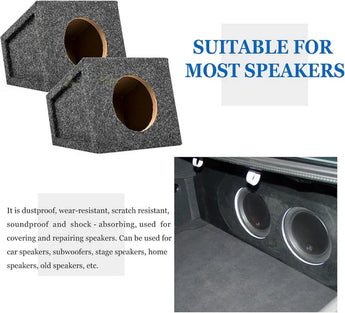 Dark red carpet trunk liner material and speaker enclosure boxes suitable for most speakers, showing durable, scratch-resistant fabric used for car subwoofers and audio installations.