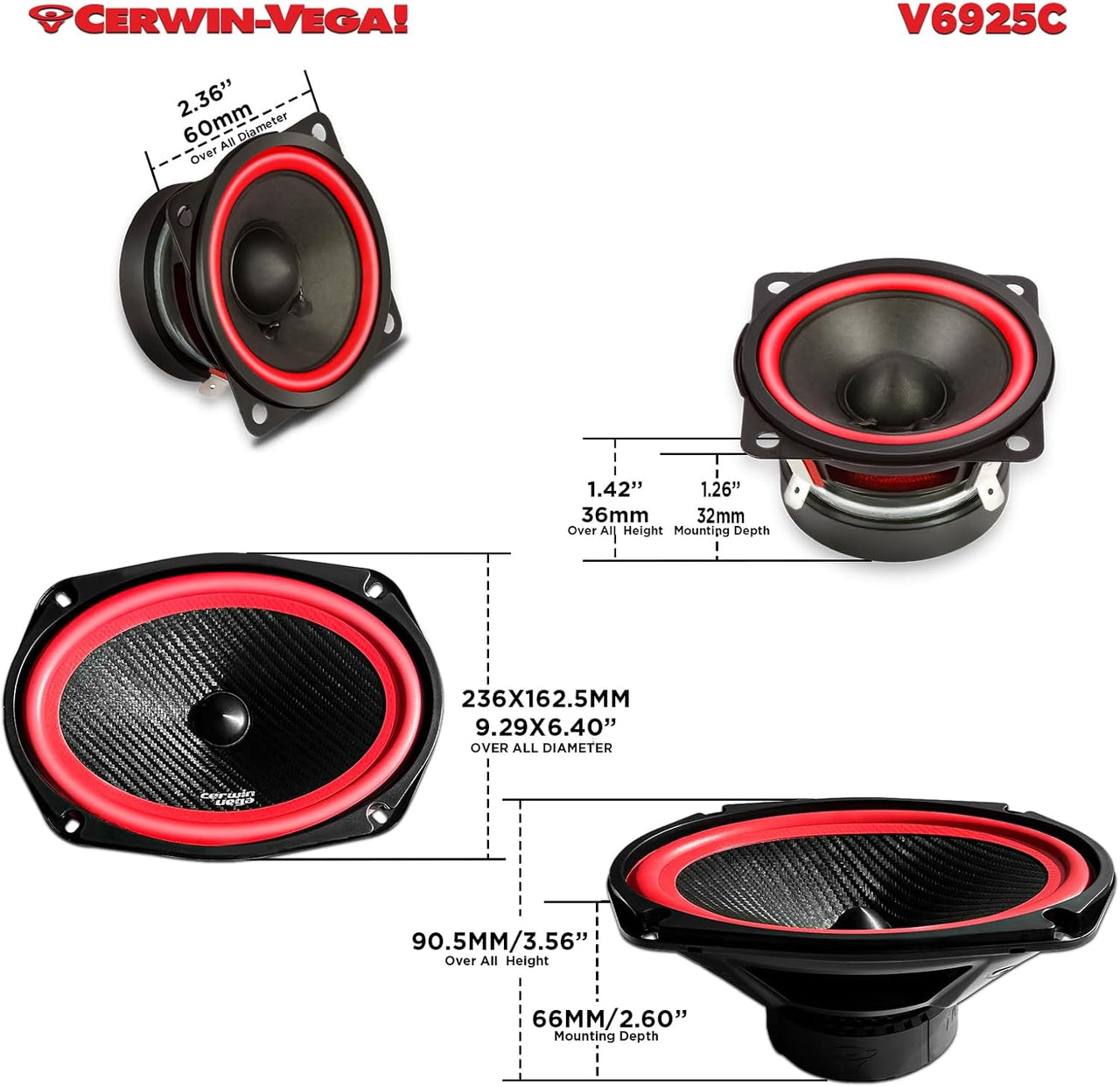 Cerwin Vega V6925C 2025 Edition - 6"x9" 3-WAY COMPONENT SPEAKER SYSTEM