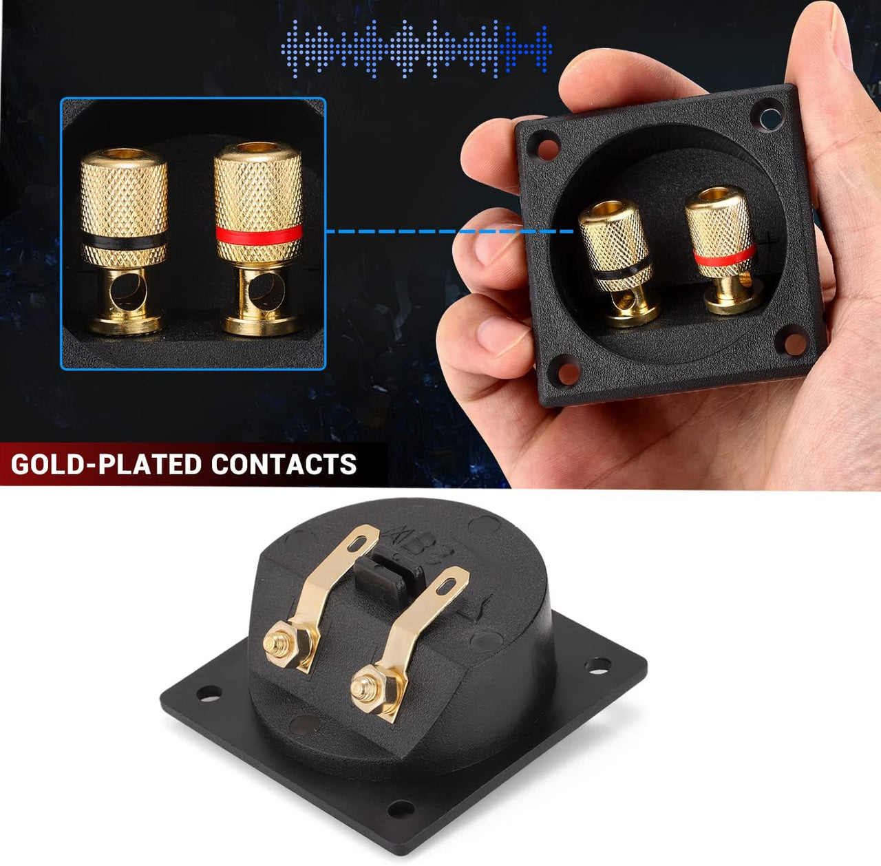 American Terminal 2PCS 2.2 Inch Square 2-Way Speaker Box Terminal Cup Binding Post Subwoofer Box Speaker Terminal for DIY Home Car Stereo Speaker Subwoofer