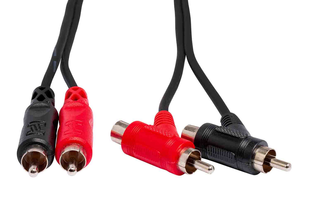 Hosa CRA-201PB, Dual RCA to Dual Piggyback RCA Stereo Interconnect Cable - 1 Meter