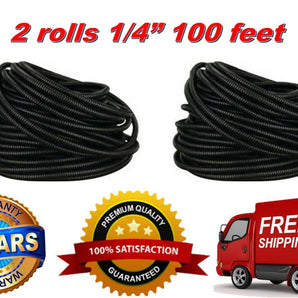Absolute USA 2 rolls 100 ft 1/4" split wire loom conduit polyethylene tubing black sleeve tube