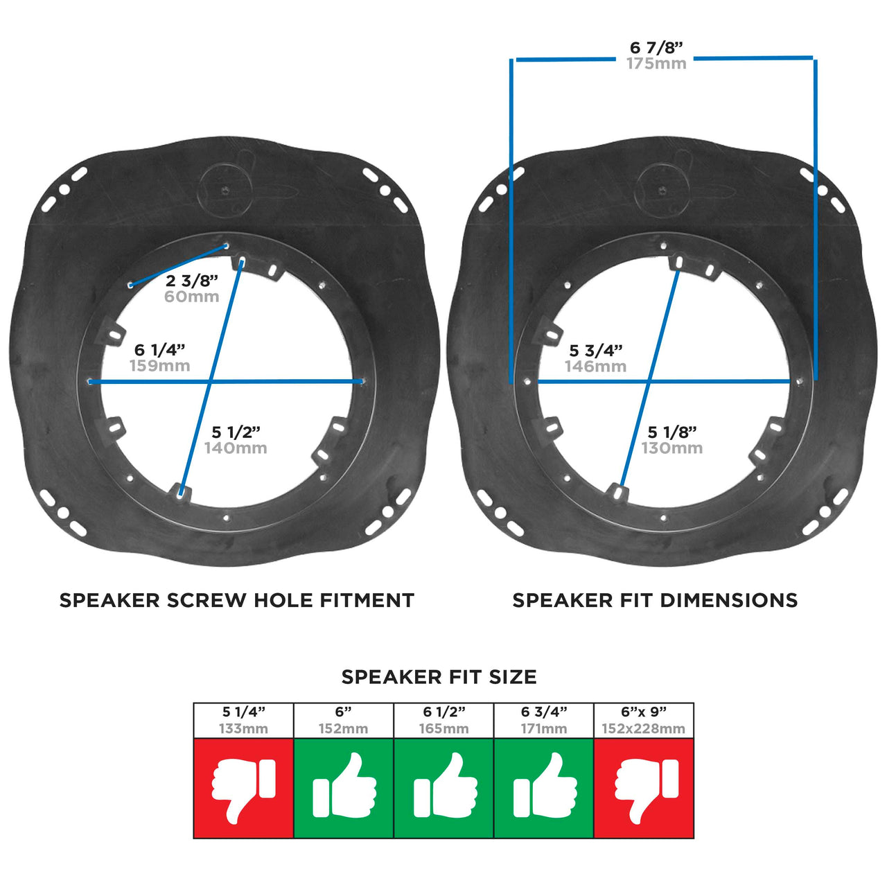 Metra 82-7401 Speaker Adapter 6 to 6.75" Compatible Fits INFINITI G37 08-13 Pair