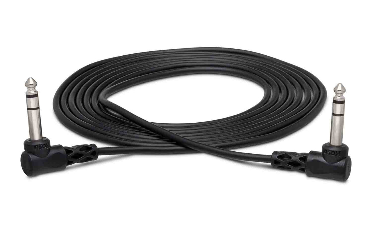 Hosa CSS-110RR, Right Angle 1/4" TRS to Right Angle 1/4" TRS Balanced Interconnect Cable - 10 Feet