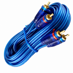 Absolute ABC20B 20 Feet 2 Ch Blue Twisted Car Amp RCA Jack Cable Interconnect