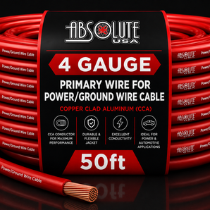 Absolute PROP4G50RD Pro Series Red 50 Feet 4 Gauge Ultra Flexible Power/Ground Battery Amp 12V Cable Wire for Auto, Car, Inverter, RV, Solar, Marine, Trucks