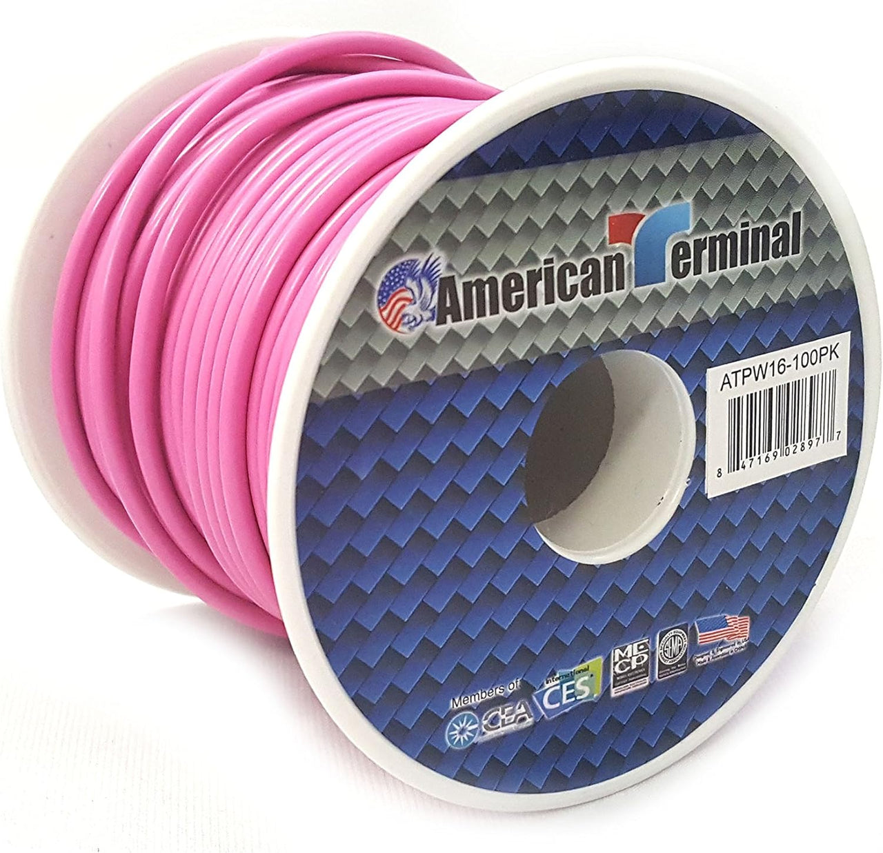 American Terminal ATPW16-100PI 16GA 100' Pink Primary Remote Power Ground Wire
