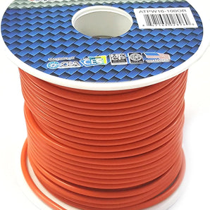 American Terminal ATPW16-100OR 16GA 100' Orange Primary Remote Power Ground Wire